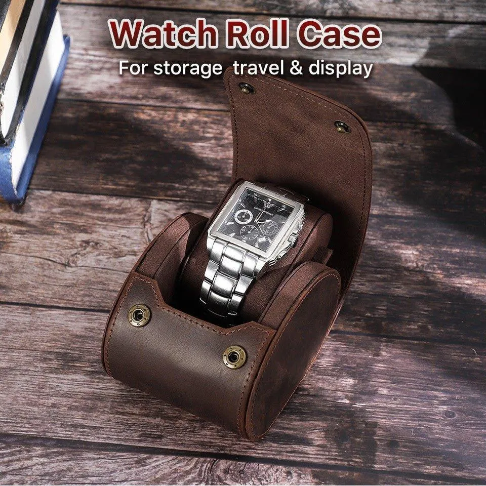 Woosir Vintage Leather Single Watch Roll Case for Men