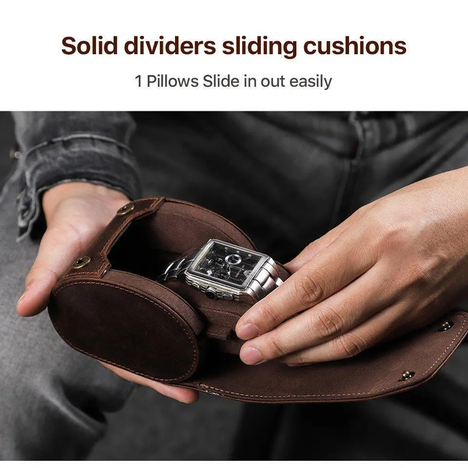 Woosir Vintage Leather Single Watch Roll Case for Men