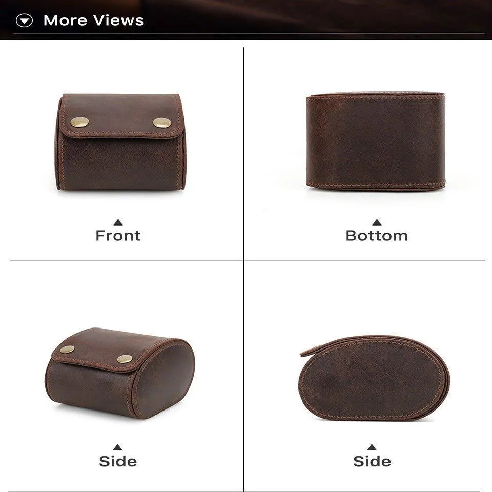 Woosir Vintage Leather Single Watch Roll Case for Men