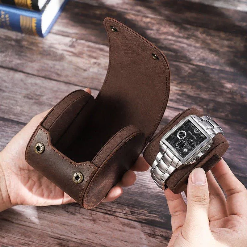 Woosir Vintage Leather Single Watch Roll Case for Men