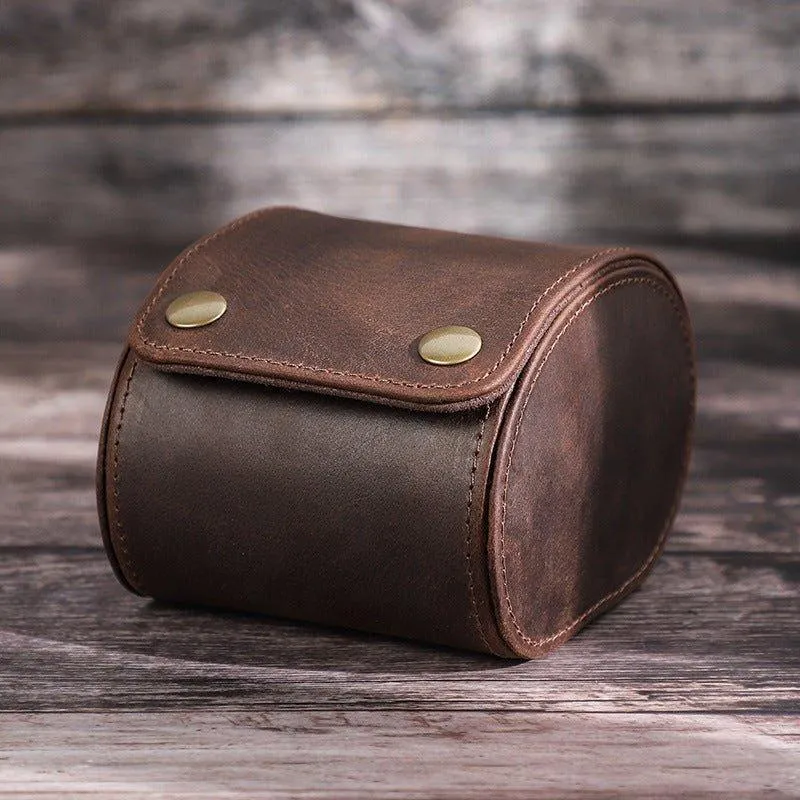 Woosir Vintage Leather Single Watch Roll Case for Men