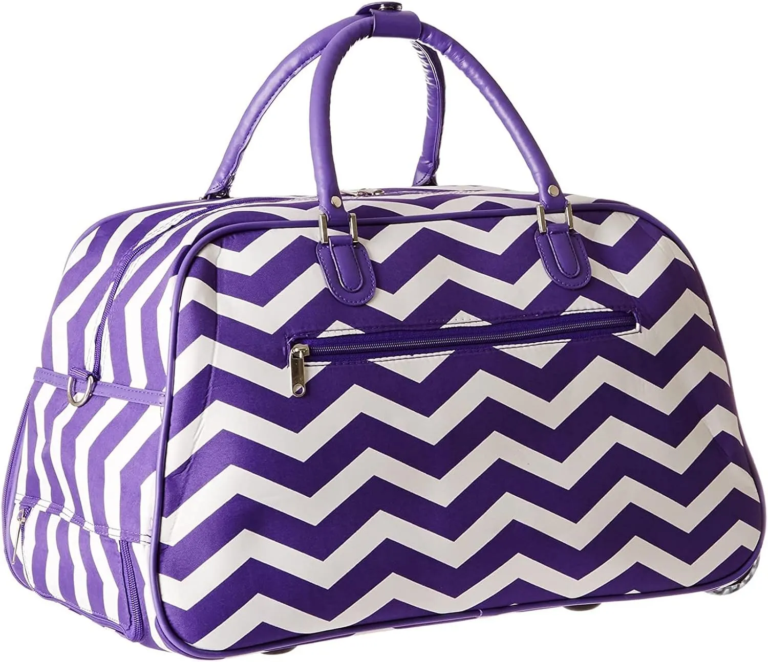World Traveler 21-Inch Carry-On Rolling Duffel Bag, Dark Purple Chevron