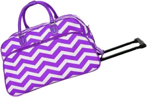 World Traveler 21-Inch Carry-On Rolling Duffel Bag, Dark Purple Chevron