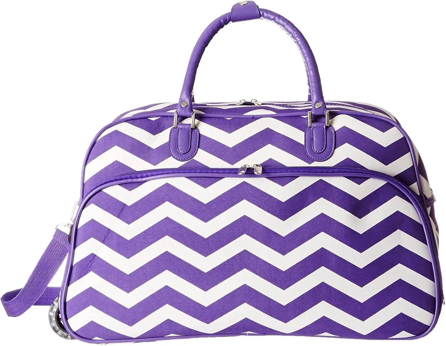 World Traveler 21-Inch Carry-On Rolling Duffel Bag, Dark Purple Chevron