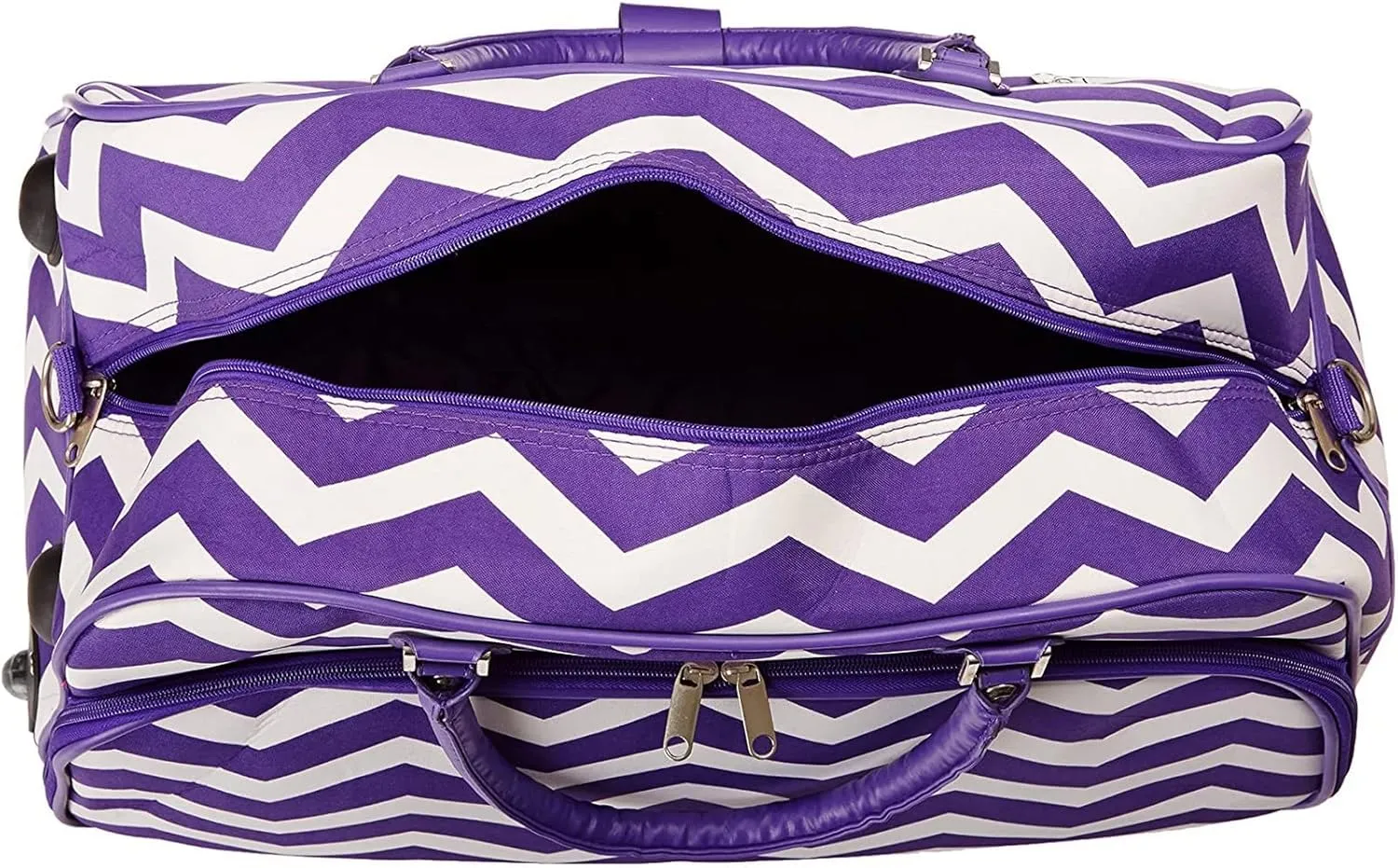 World Traveler 21-Inch Carry-On Rolling Duffel Bag, Dark Purple Chevron