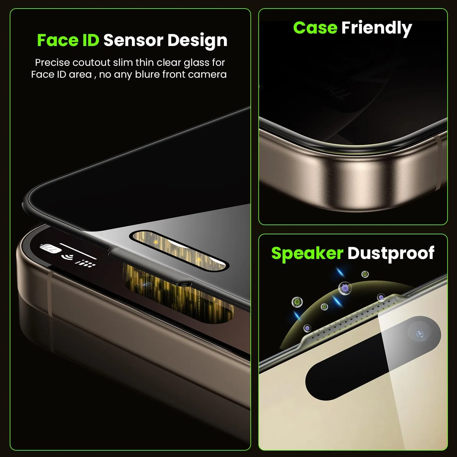 WSKEN for iPhone 16 Pro Privacy Screen Protector - [4 Way 360 Anti-Spy] [Auto Dust-Remove & Zero Bubble] 4 Directions Anti Peep Shatterproof Tempered Glass for 16 Pro 6.3 Inch, 2 Pack