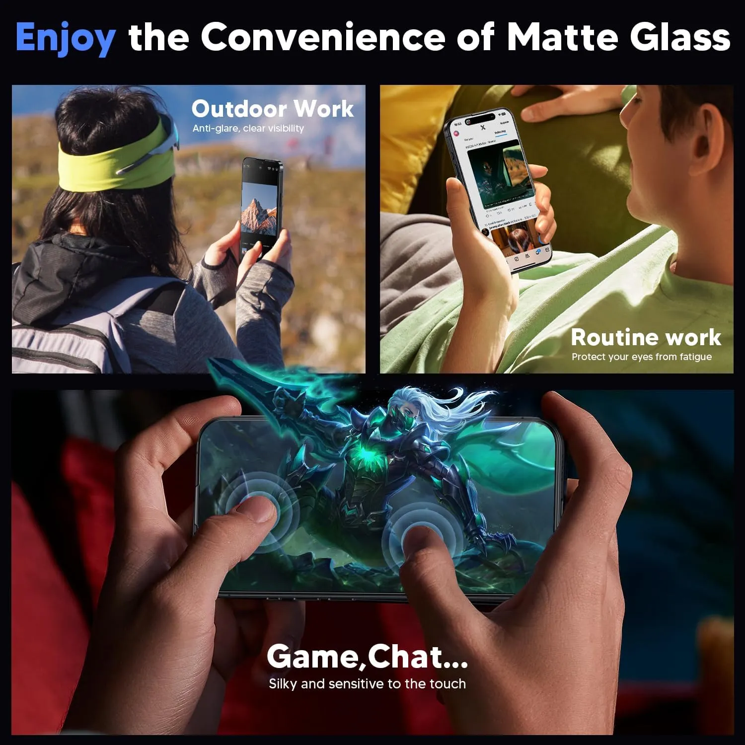WSKEN Matte Screen Protector for iPhone 16 Pro Max - [Anti Glare ＆ Anti Fingerprint] [Top 9H  Tempered Glass] [Zero Bubble] Silky Smooth Full Coverage Easy Install 6.9 Inch, 2 Pack