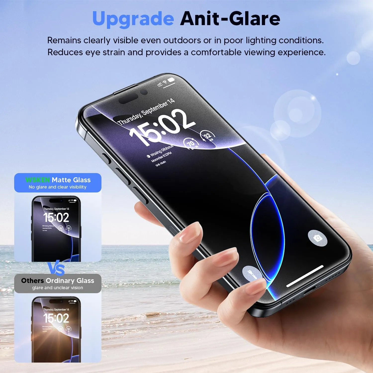 WSKEN Matte Screen Protector for iPhone 16 Pro Max - [Anti Glare ＆ Anti Fingerprint] [Top 9H  Tempered Glass] [Zero Bubble] Silky Smooth Full Coverage Easy Install 6.9 Inch, 2 Pack