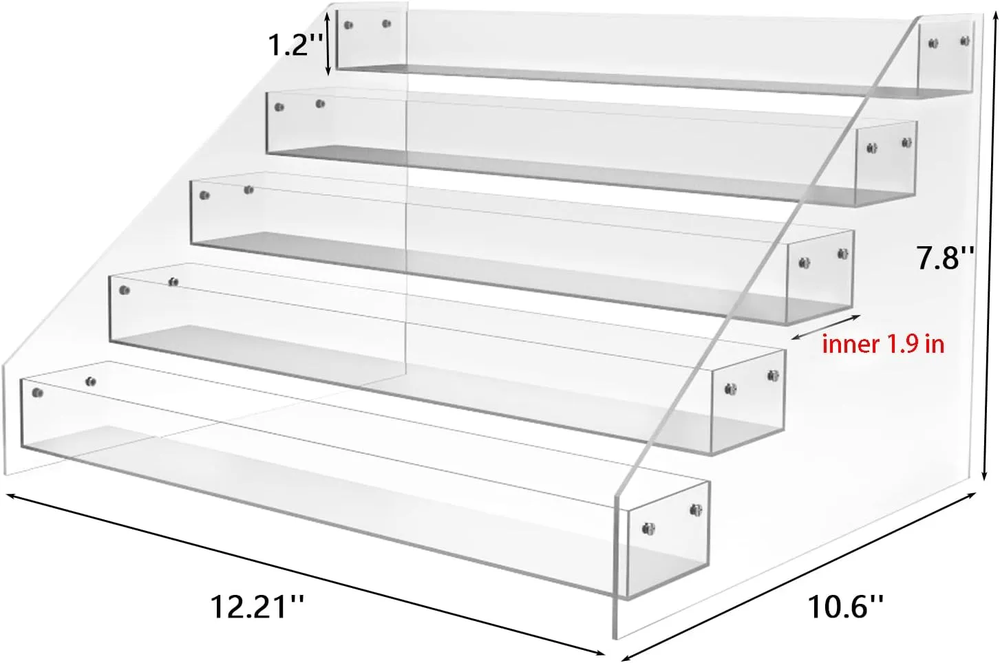 WUIVIUT Spice Rack Organizer For Cabinet, 1 4/5 in/Tier Acrylic Tiered Spice Shelf Can Storage Organizer for Kitchen Pantry Countertop