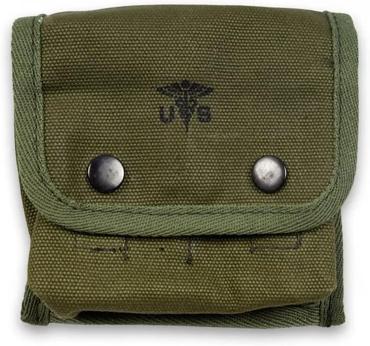 WW2 US M2 First Aid Kit Vintage Portable Canvas Tool Kit Field Bag M1945 Jungle Pouch WWII Items (B)