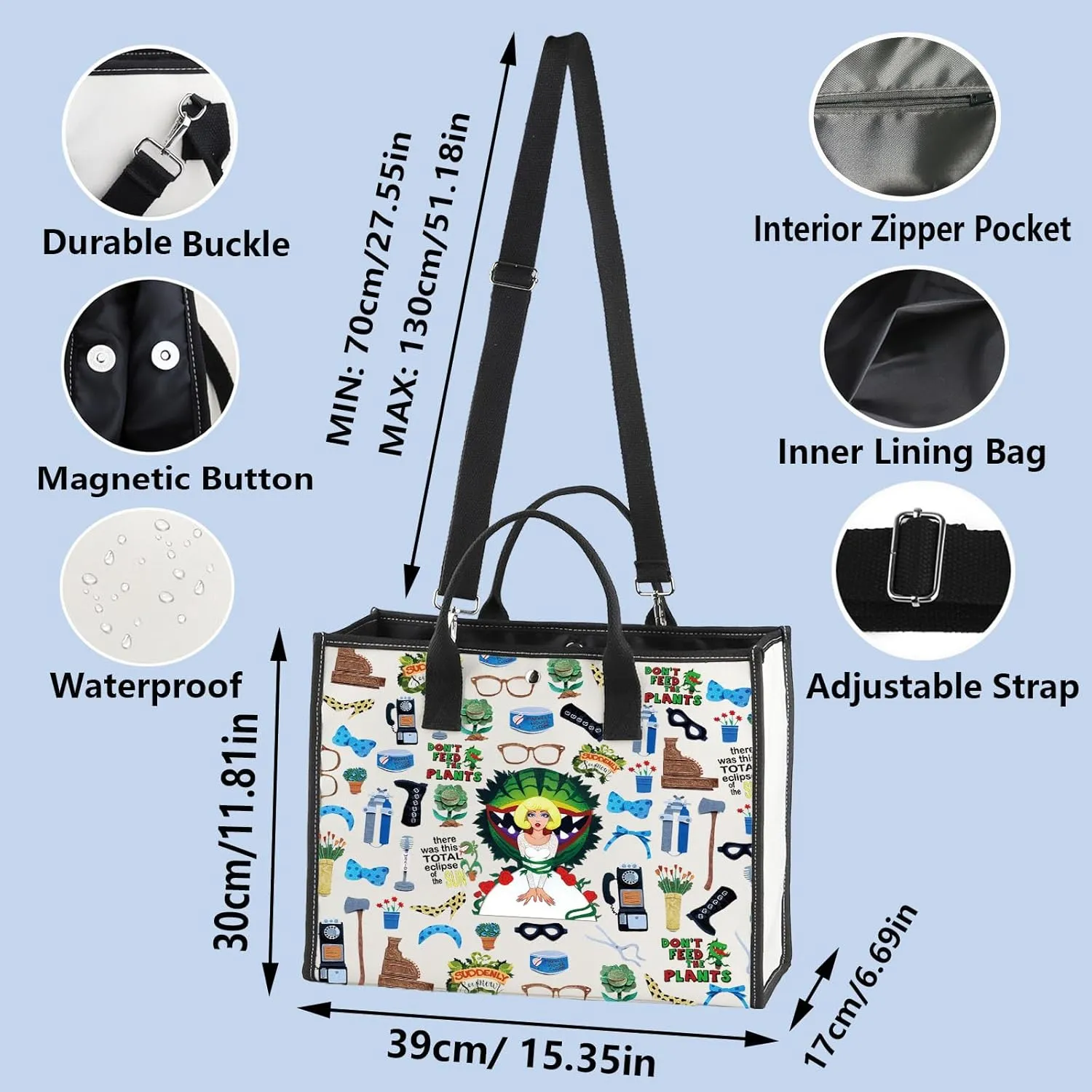 WZMPA Seymour & Audrey Musical Cosmetic Bag Seymour & Audrey Fans Gift Suddenly Seymour Zipper Travel Bag Horror Plant Merch (don't feed plant BG)