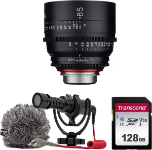 XEEN by ROKINON 85mm T1.5 Professional Cine Lens for PL Mount   Rode VideoMicro Compact On-Camera Microphone with Shock Mount and Furry Windshield   128GB High Speed Memory Card