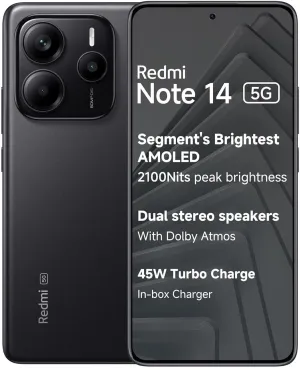 Xiaomi Redmi Note 14 5G   LTE (for Tmobile Mint Tello Global) (256GB   8GB) 6.67" NFC 120Hz 108MP AI Triple Cam Unlocked Model 24094RAD4G Dual Sim (Midnight Black)