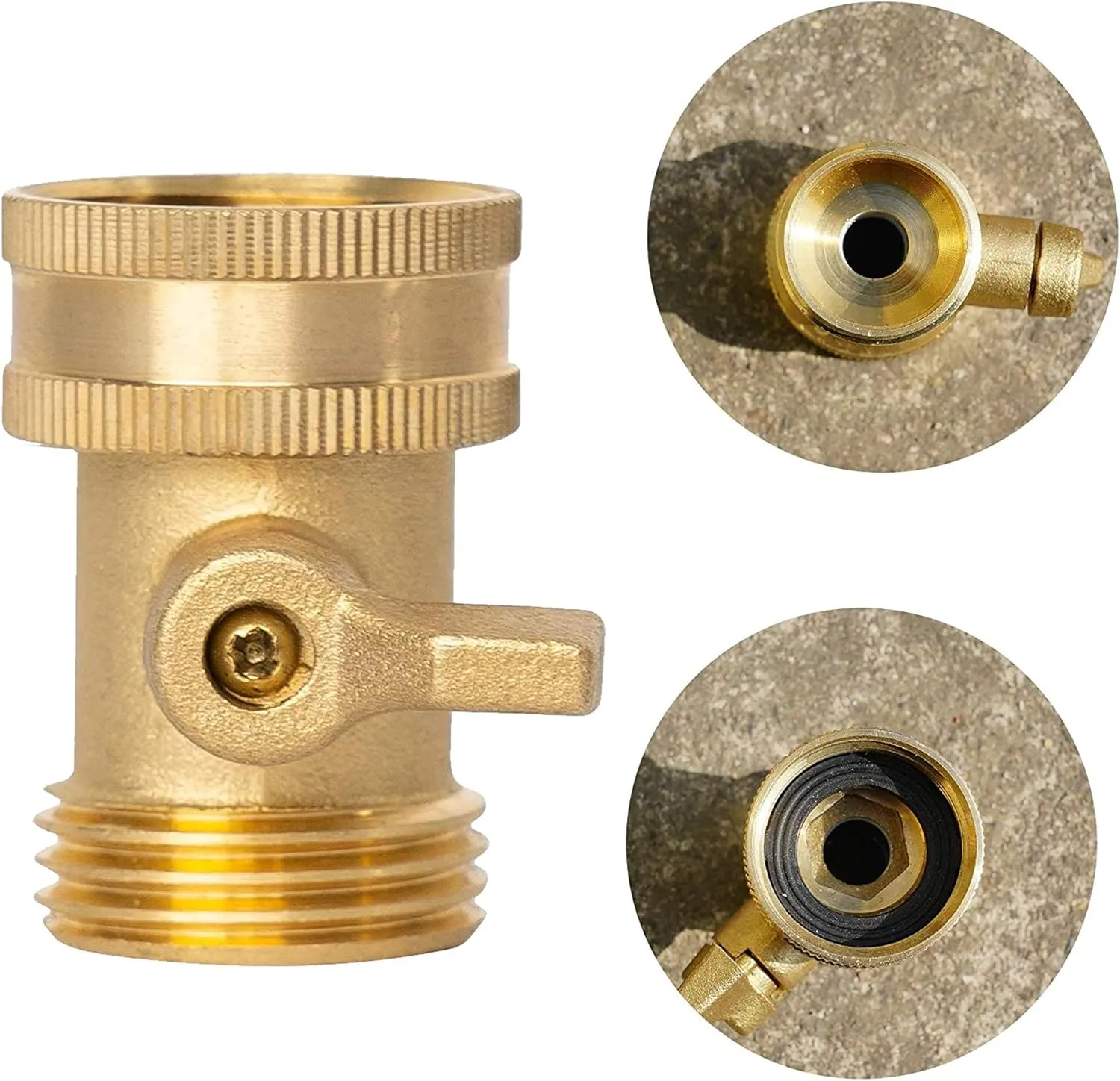 Xiny Tool Brass Garden Hose Shut Off Valve, Heavy Duty 3/4 Inch Solid Brass Garden Hose Shut Off Valve with 4 Extra Rubber Washers (4)