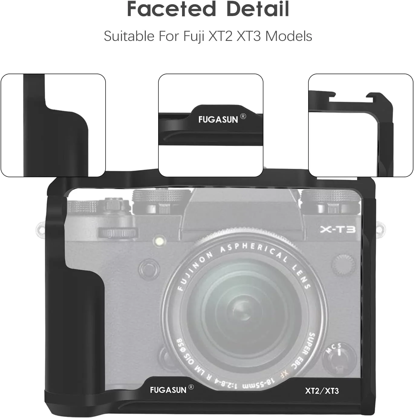 XT2 XT3 Camera Cage, Premium Closed Security XT2 XT3 Camera Cage for Fuji X-T2 X-T3 Camera