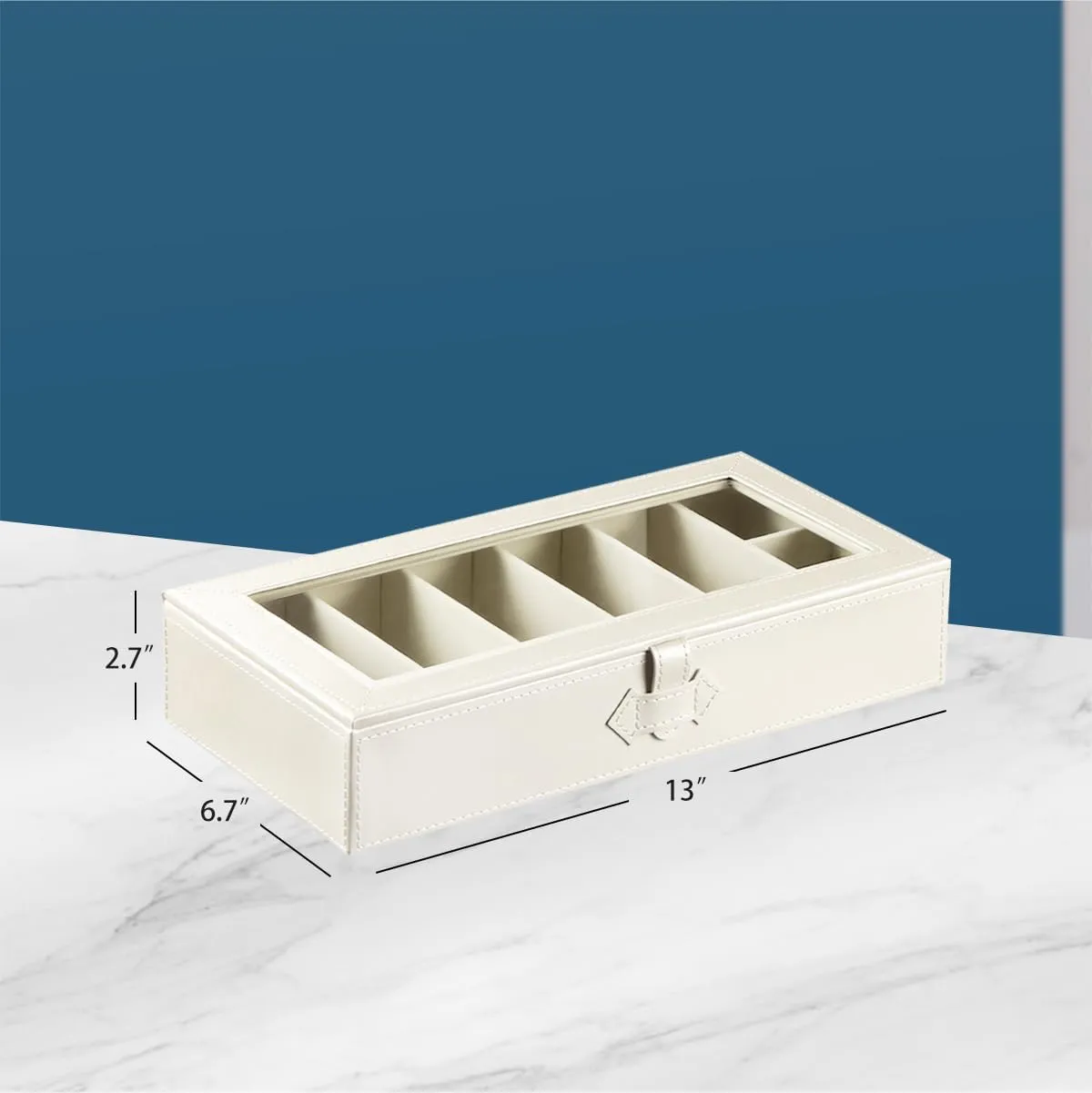 YAPISHI Sunglass Organizer with 7 Slots,Leather Glasses Organizer,Sunglasses Tray with Clear Lid,Men's/Women's Sunglasses Box,Sunglass Case,Eyeglass/Eyewear Display Tray