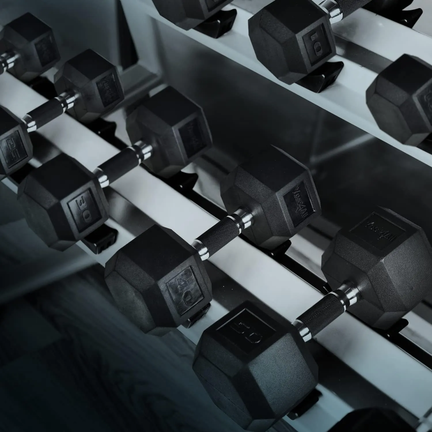 Yes4All Rubber Grip Encased Hex Dumbbell – Hand Weights With Anti-Slip 5-50 LBS Single
