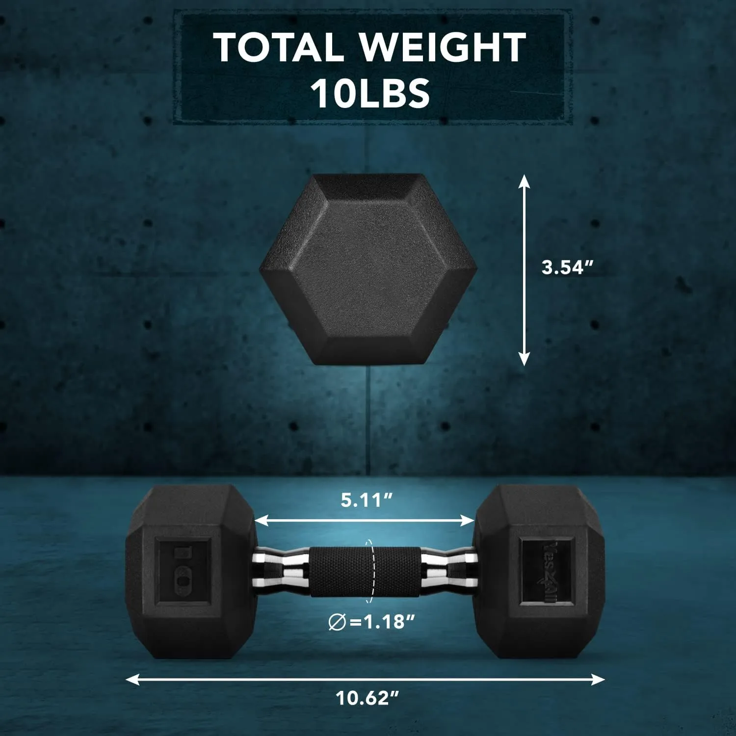 Yes4All Rubber Grip Encased Hex Dumbbells – Hand Weights With Anti-Slip 5-50 LBS Single