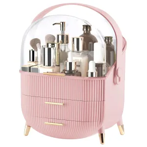 YGJT Make up Organizers and Storage, Makeup Organizer for Vanity, Cosmetics Skincare Organizers with Lid and Drawers, Cosmetic Display Cases for Countertop, Bathroom, Ideal Gifts for Women(Pink)