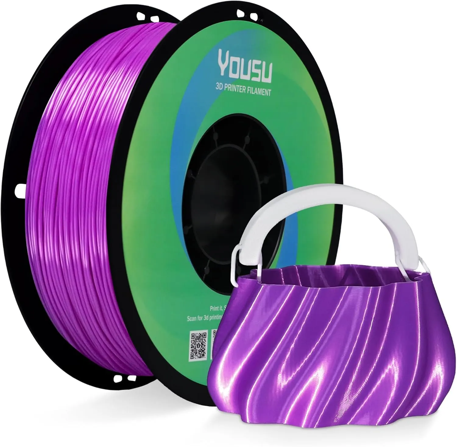 YOUSU Silk TPU Filament 1.75mm,Flexible 95A TPU 3D Printer Filament, 1kg Spool (2.2 lbs), Dimensional Accuracy  /- 0.02 mm,Silk TPU Purple