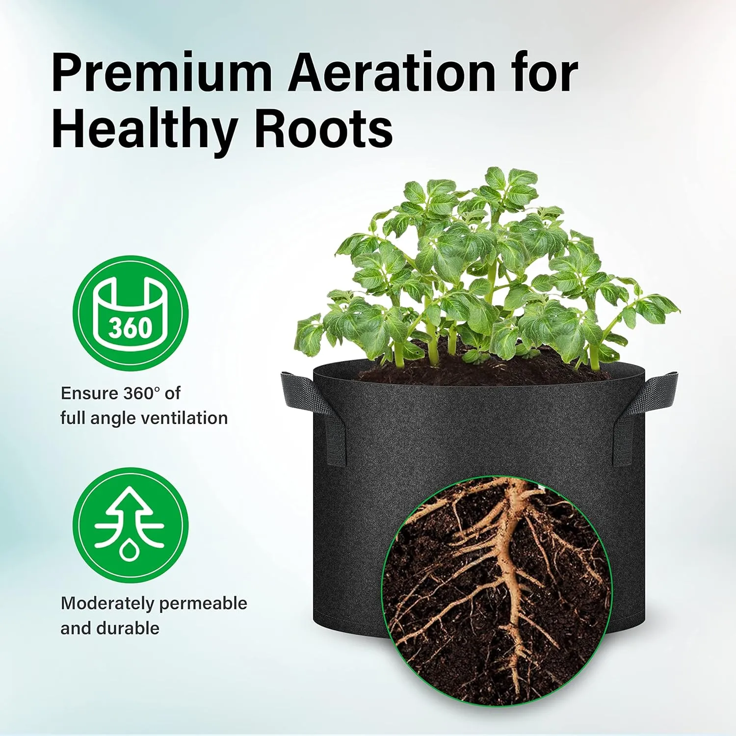 YSSOA 10-Pack 10 Gallon Grow Bags, Tomoato Plant Pots with Handles, Aeration Nonwoven Fabric, Heavy Duty Gardening Planter for Vegetable, Fruits and Flowers, Black