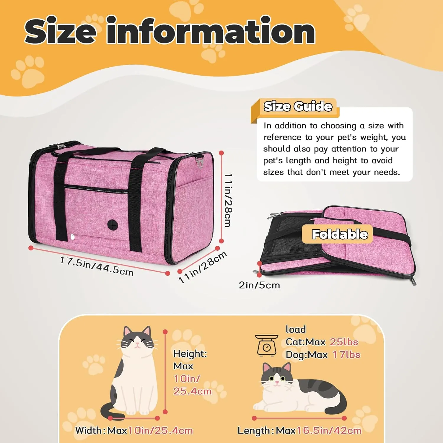 YUDODO 25 lbs Lightproof Soft Sided Pink Pet Carrier for Large Cat & Small Dog Airline Approved Travel Bag Puppy Carriers with Side Pockets & Reflective Mesh, Foldable Portable for Outdoor Car