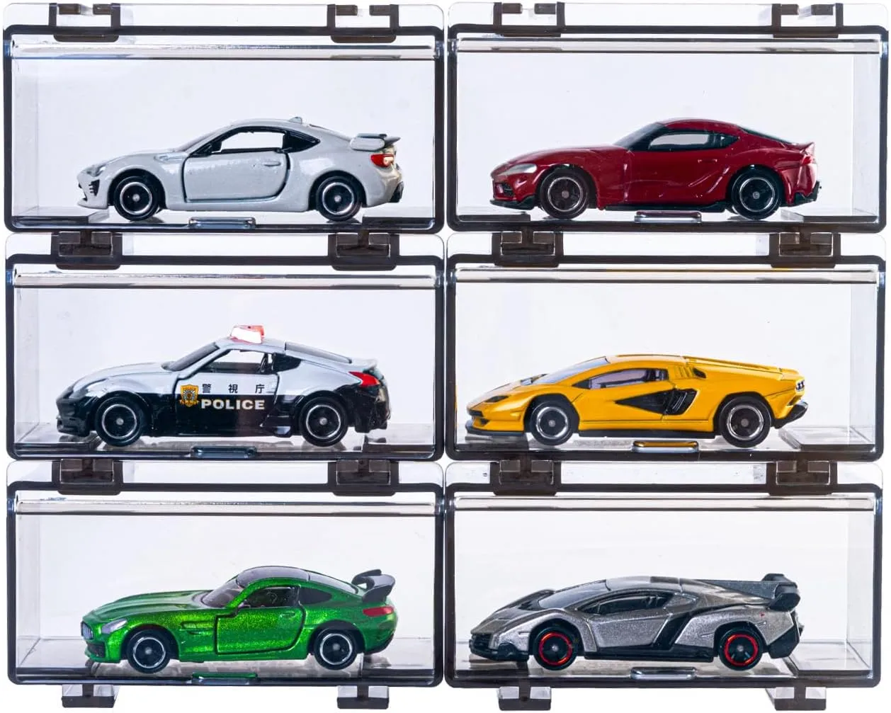 YYDS 1:64 Scale Display Case，Hot Diecast Wheels Storage，6pcs Storage Case， Dustproof， UV Cut，Matchbox Display Cabinet for Mini Cars Grey
