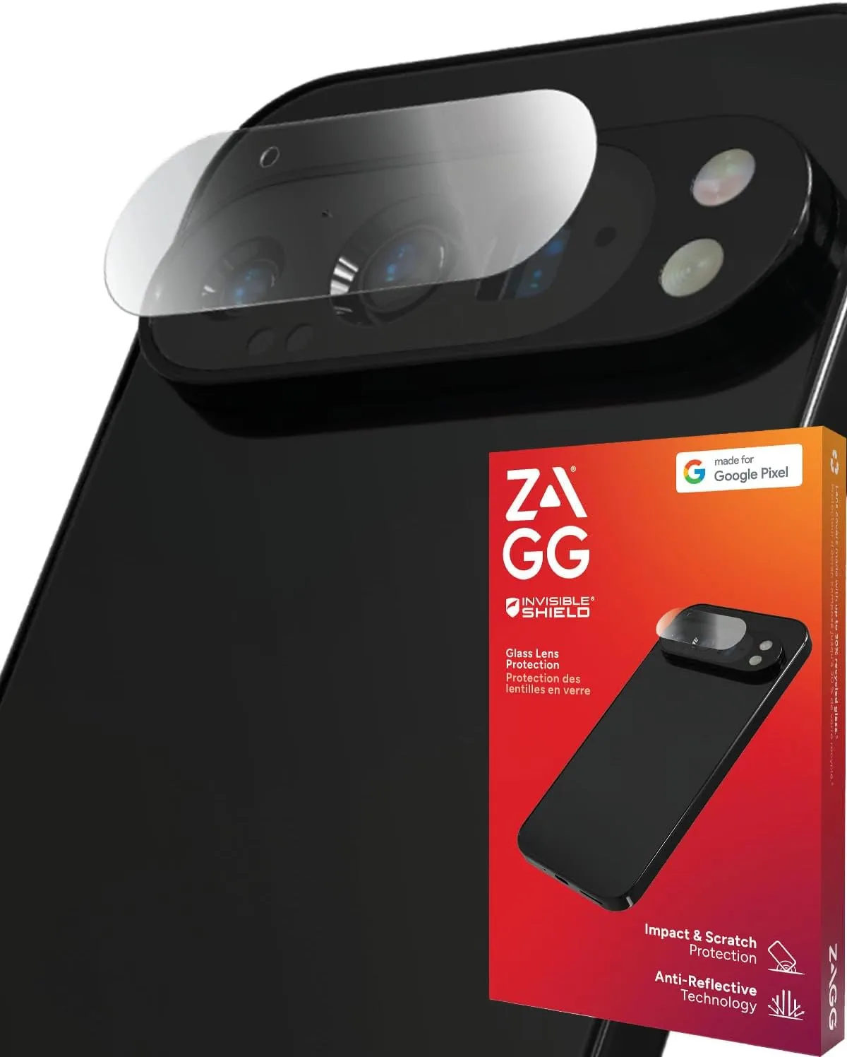 ZAGG Glass Elite Anti-Reflective Google Pixel 9 Pro XL Camera Lens Protector - Anti-Reflective Glass Lens Protection, 5X Stronger, Maximum Impact & Scratch Resistance, Recycled Materials