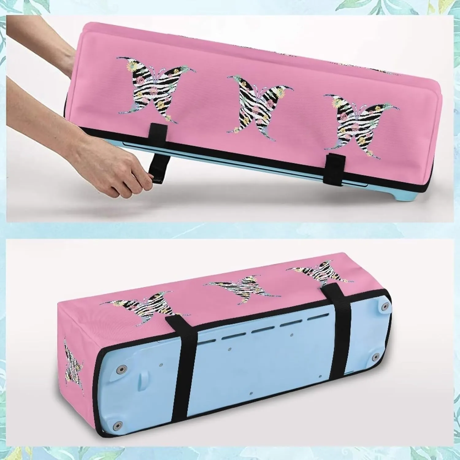 Zebra Butterfly Carrying Case Cover with Pockets Protective Organizer Accessories Waterproof Elastic Scrapbooking Die-cut Machine Covers Dust Cover