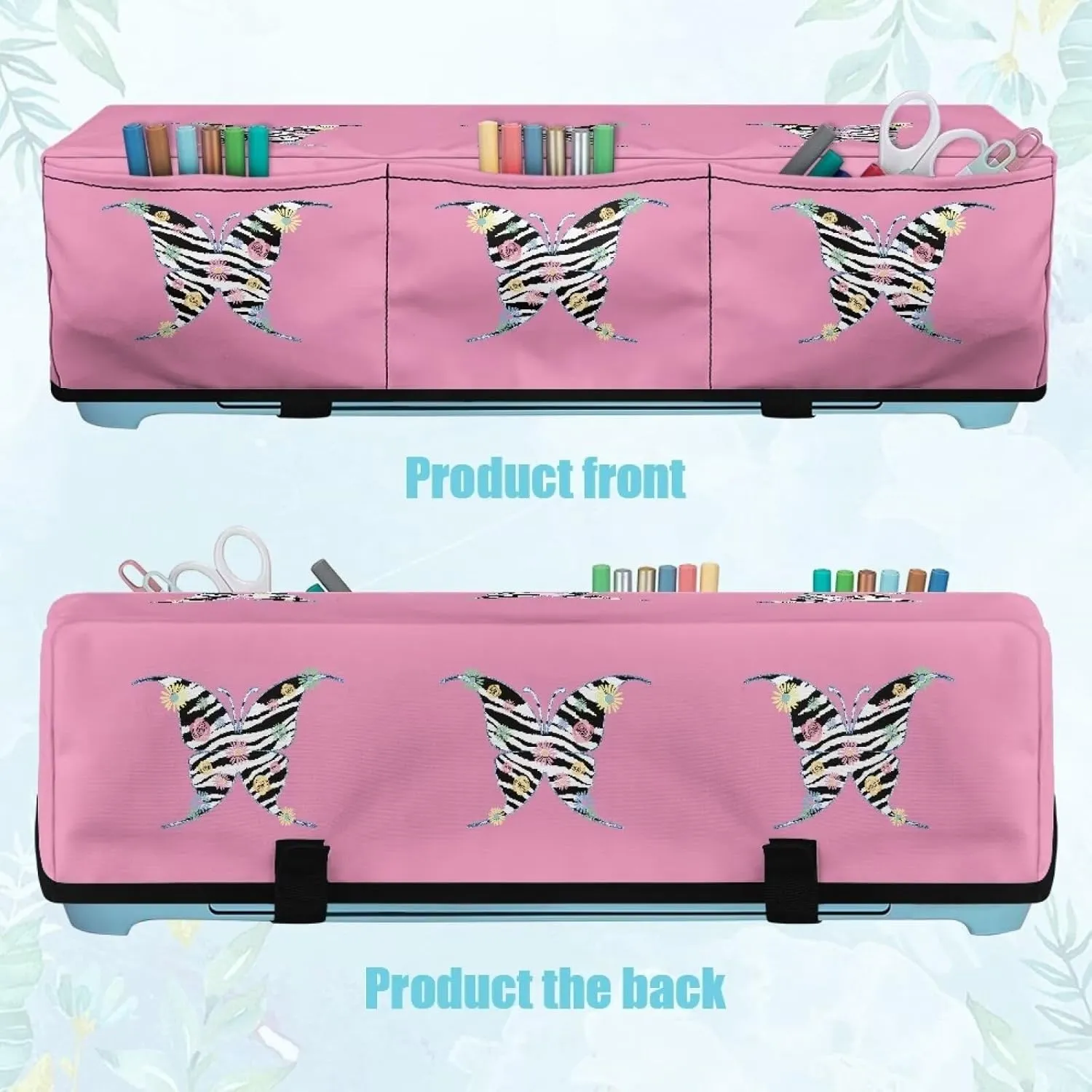 Zebra Butterfly Carrying Case Cover with Pockets Protective Organizer Accessories Waterproof Elastic Scrapbooking Die-cut Machine Covers Dust Cover