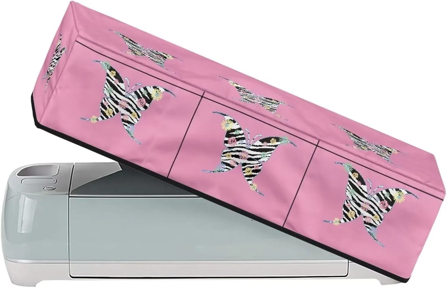 Zebra Butterfly Carrying Case Cover with Pockets Protective Organizer Accessories Waterproof Elastic Scrapbooking Die-cut Machine Covers Dust Cover