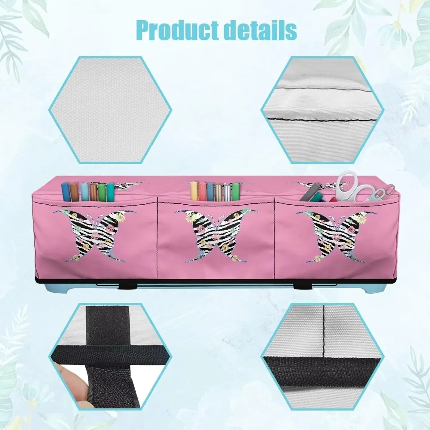 Zebra Butterfly Carrying Case Cover with Pockets Protective Organizer Accessories Waterproof Elastic Scrapbooking Die-cut Machine Covers Dust Cover