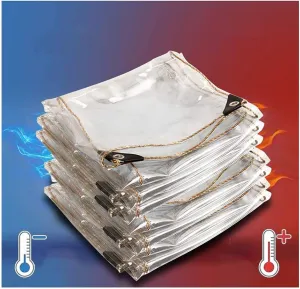 ZHANGQINGXIU Transparent Outdoor Waterproof Tarpaulin, Waterproof Anti Heat Tarpaulin, Outdoor Indoor Protection Tarpaulin Water and UV Resistant 450g / M2 High Density (Color : Clear, Size : 2x5m)