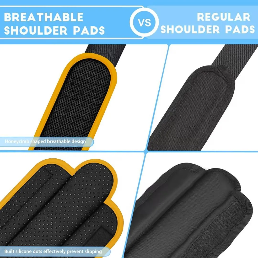 ZINZ 2-Pack Universal Shoulder Pad with Ultra thick Cushion for Bag Luggage Bag Crossbody, Plus Long & Anti-Slip & Breathable,Black Yellow-2Pack