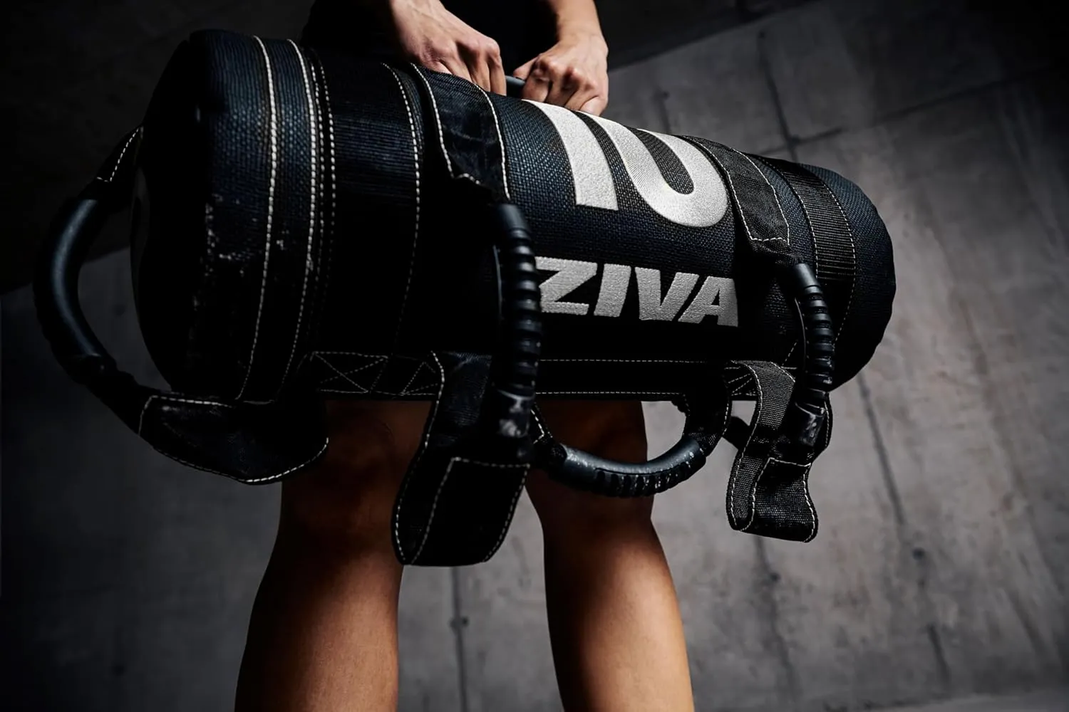ZIVA Premium Power Core Sandbag - Elite Level Pre-Weighted Workout Bag, Commercial Grade Textured DuraLeather Shell, Reinforced Stitching Webbing, Ergonomic Handles | Home Gym Exercise - (10-50 lbs.)