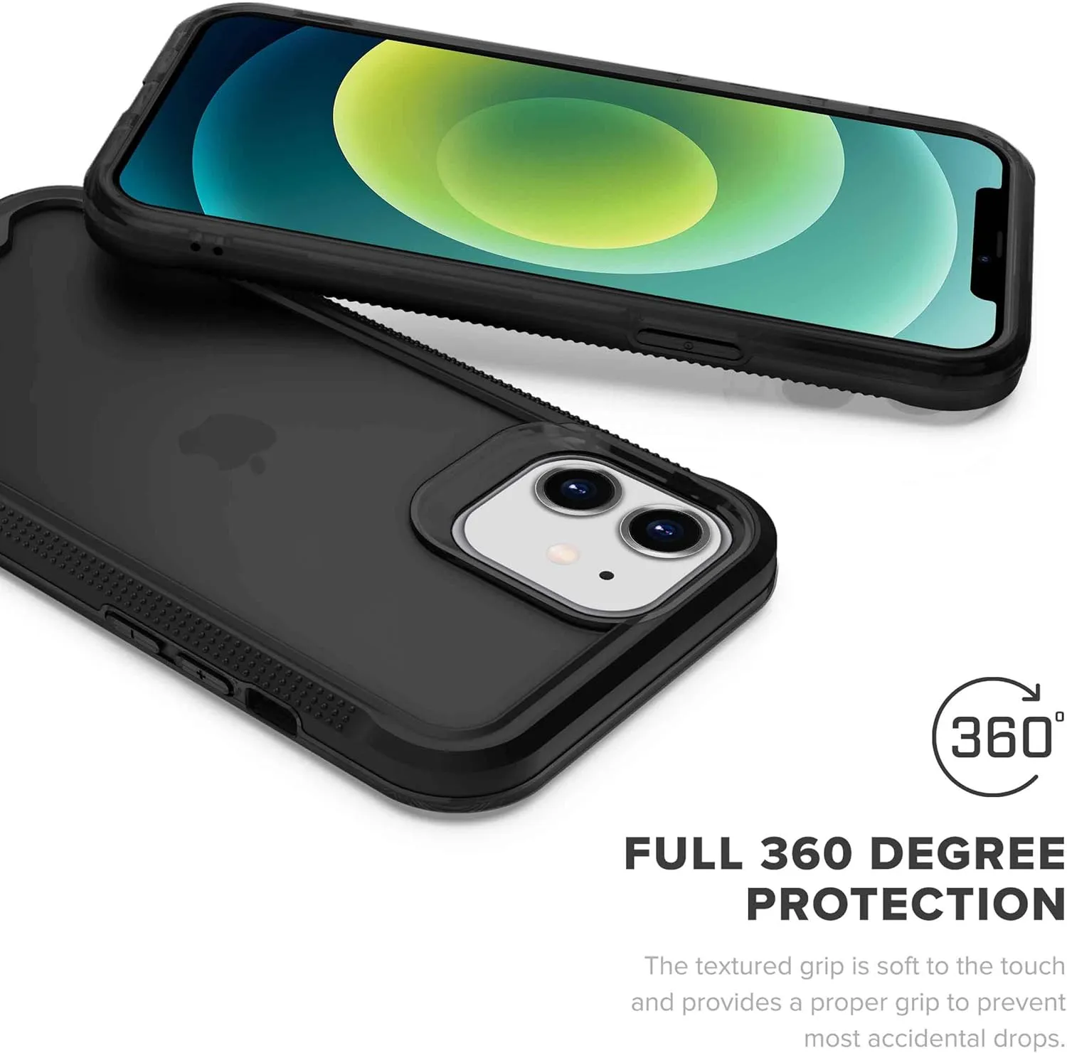 ZIZO ION Series for iPhone 12 Mini Case - Military Grade Drop Tested with Tempered Glass Screen Protector - Black Smoke