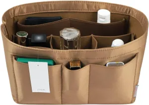 ZTUJO Purse Organizer Insert, Felt Bag Organizer For Handbag Purse Organizer,13 Colors, 6 Size (Slender Medium, Silky Brown)